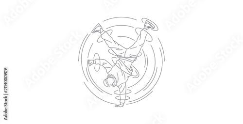 Fotografie Breakdancer Handstand Outline Vector Illustration