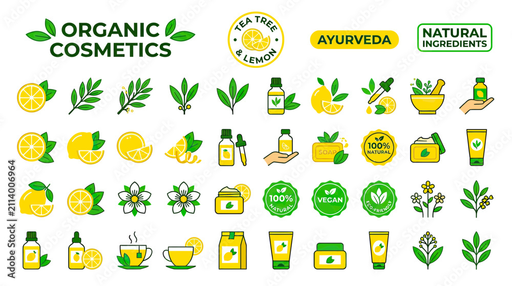 Fototapeta premium Organic Cosmetics Ingredients and Products Collection