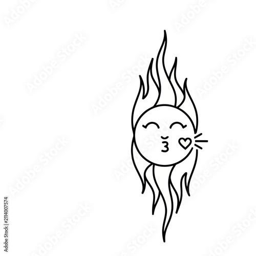 Sun character blowing a kiss with a heart