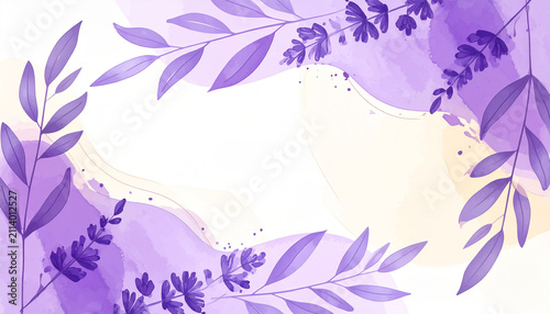 Soft botanical illustration with lavender blooms.