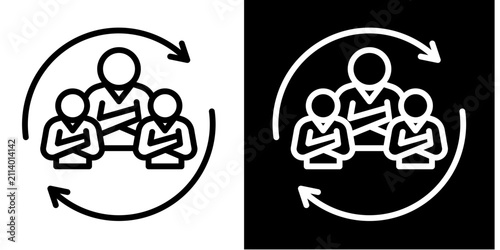 Team Collaboration  Icon Set White Line Style Collection
