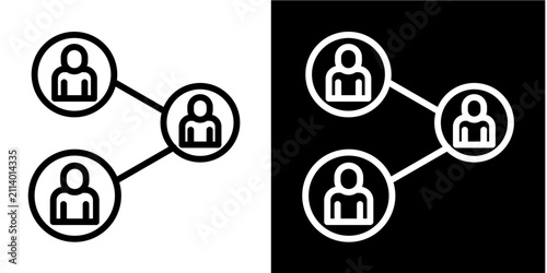 Team Network  Icon Set White Line Style Collection
