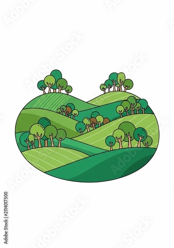 Whimsical Green Valley Strokes