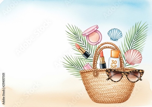 Watercolor dreams: a beach bag ready for sun-kissed adventures.