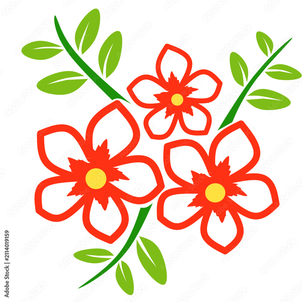 Obraz premium Red flower floral blossom cluster illustration for pattern decorative print design clip art