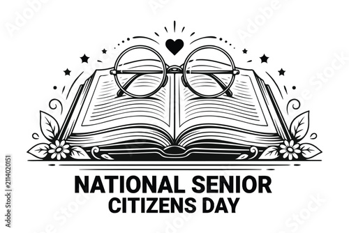 National Senior Citizens Day Vector Illustration, Senior Care, Family Love and Elderly Appreciation Concept
