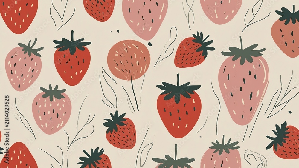Abstract seamless pattern strowbarry illustration background
