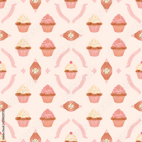 seamless pattern with cupcakes