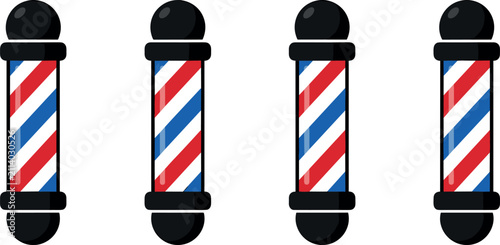 Obraz na płótnie Traditional vintage barber shop pole icon collection vector illustration with re