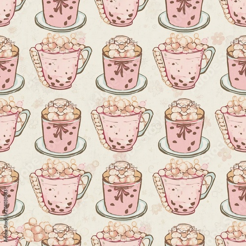 seamless pattern with coffee cups