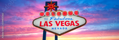 Welcome to Fabulous Las Vegas Sign. Logo Removed. The beautiful Sunset sky in the background. Las Vegas, Nevada, USA 05/05/2026