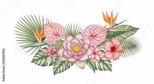 A watercolor dream of vibrant, exotic blooms.