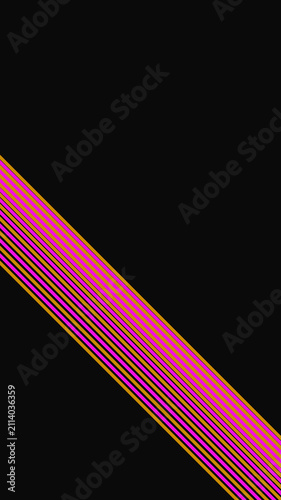 Gold and magenta diagonal parallel lines on black background