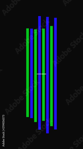 Green and blue vertical bars with central text area illustration