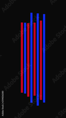Minimalist red and blue vertical parallel lines on dark background