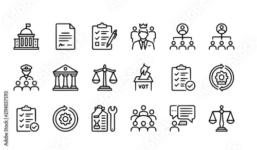 Фотография Minimal Governance Policy and Management Line Icon Pack Vector Illustration