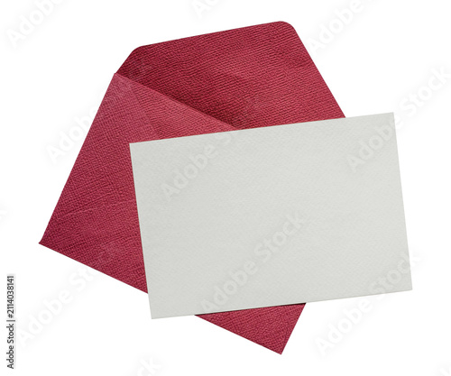 Greeting card inside red envelope isolated on transparent background. Suitable for invitation, Valentine’s Day, anniversary and holiday greetings.