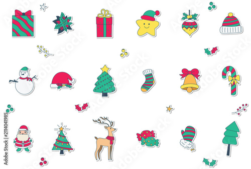 Christmas sticker elements, Christmas gift borders