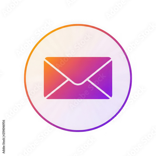 Gradient circular email envelope icon isolated on transparent background