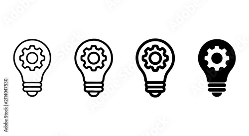 Canvastavla Lightbulb Idea Icons, Innovation Concept Symbols, Gear Mechanism Brainstorming G