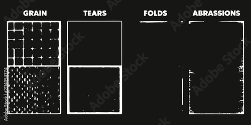 Fotografie vintage paper stamp overlays with grain tears folds and abrasions vector illustr