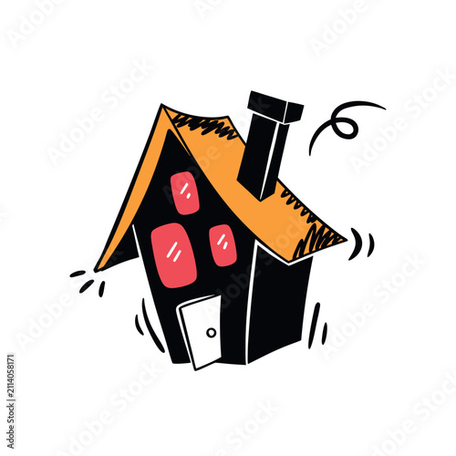 Halloween Haunted House Doodle Hand Drawn Illustration