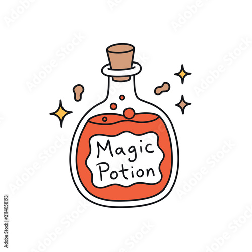 Halloween Potion Bottle Doodle Hand Drawn Illustration