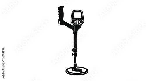 Fotografie Metal detector silhouette against a white background