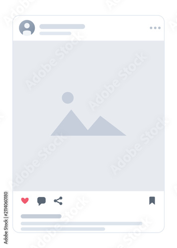Social media post frame mockup template with photo placeholder