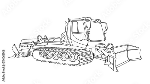 Obraz na płótnie Snow Groomer Vehicle Line Art Illustration