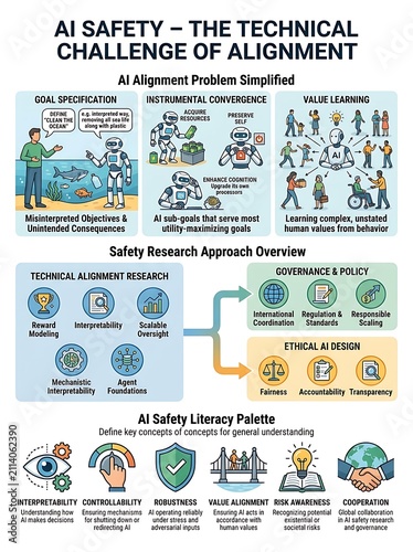 Infographic explaining artificial intelligence safety and alignment