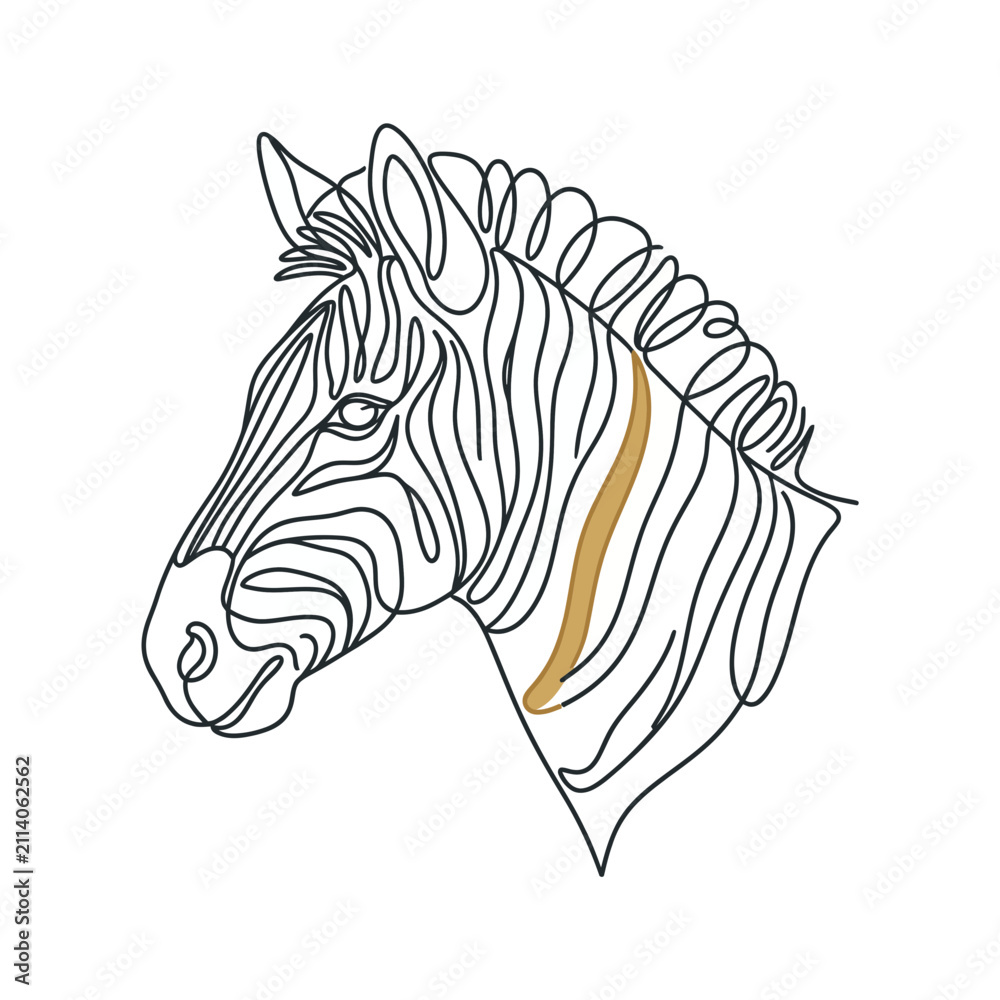 Obraz premium Zebra head profile portrait minimalist line art.