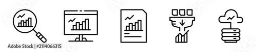 Konstfotografi Set de iconos análisis de datos estadísticas gráficos 5 piezas outline vector