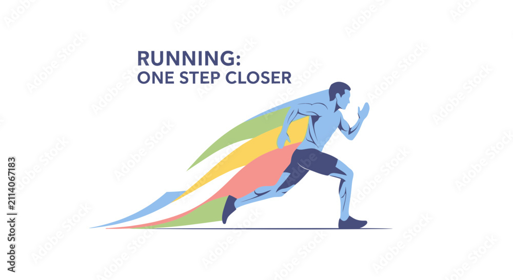 Fototapeta premium Runner Mid-Stride with Colorful Motion Trails