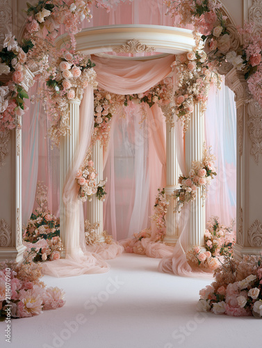 Pink Floral Archway Background