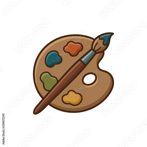 Artistic Painting Palette With Paintbrush Vector Illustration For Creative Design Projects And Fine Arts Education Concepts