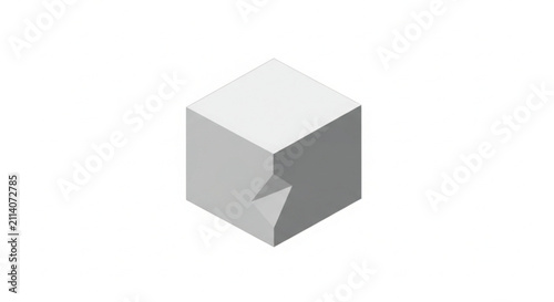 Minimalist Abstract Geometric Cube Illustration with Soft Light and Shadow, Vector Art