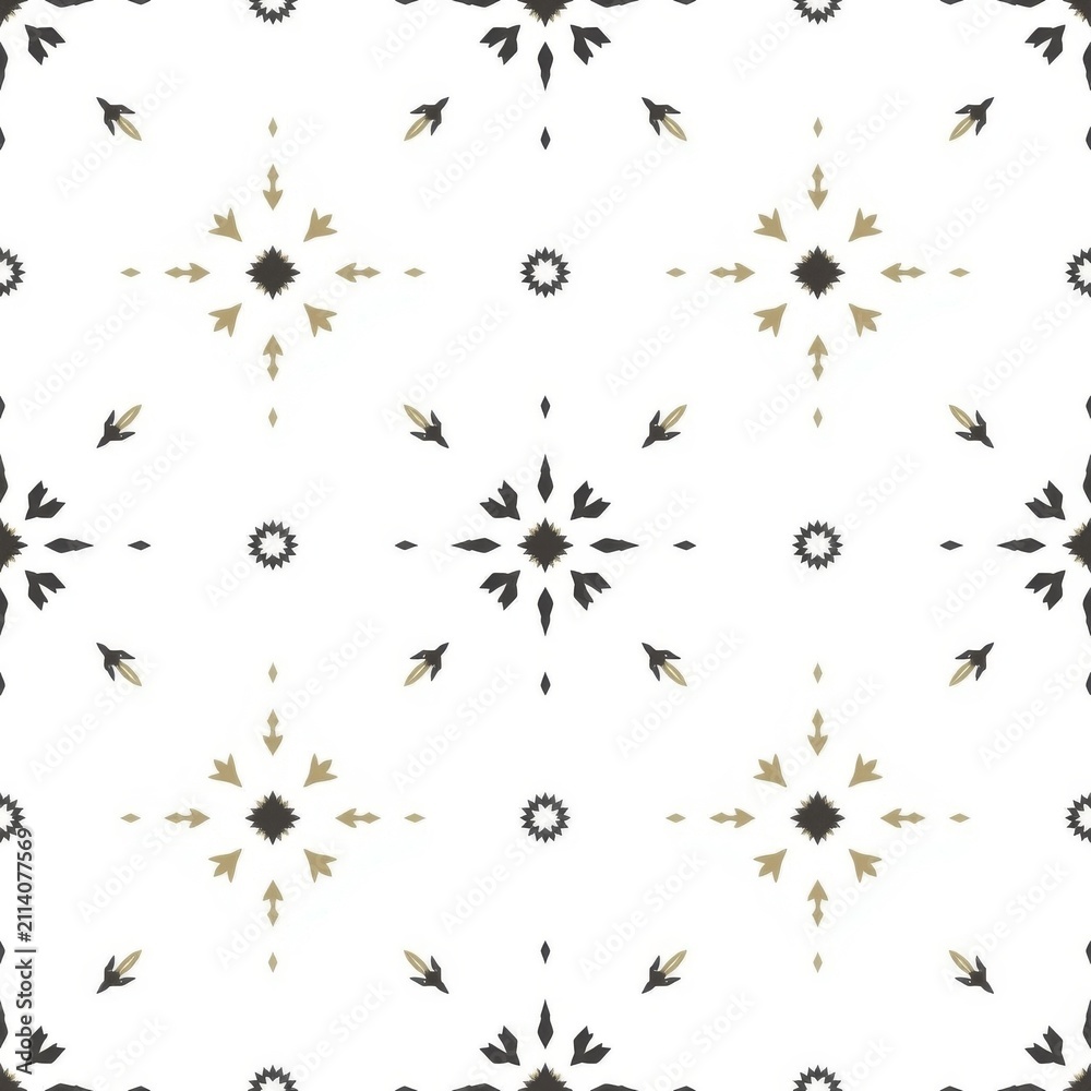 Elegant Minimalist Seamless Geometric Pattern with Modern Star Motifs and Subtle Gold Accents