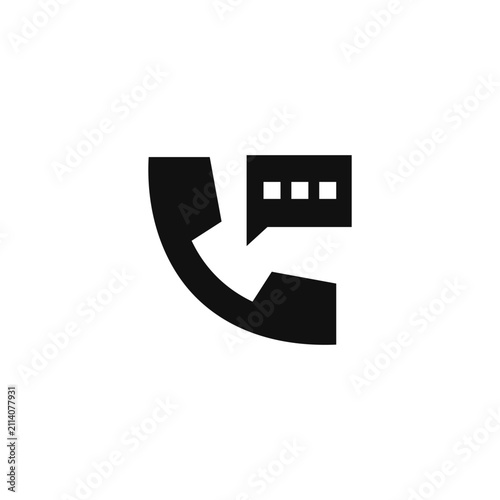 Phone call with rectangular chat bubble voicemail solid icon in minimalist style