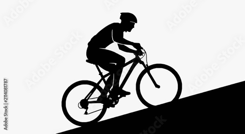 Foto Mountain Biker Climbing Uphill.