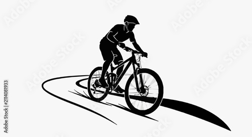 Canvastavla Athlete Riding Mountain Bike Downhill Curve.