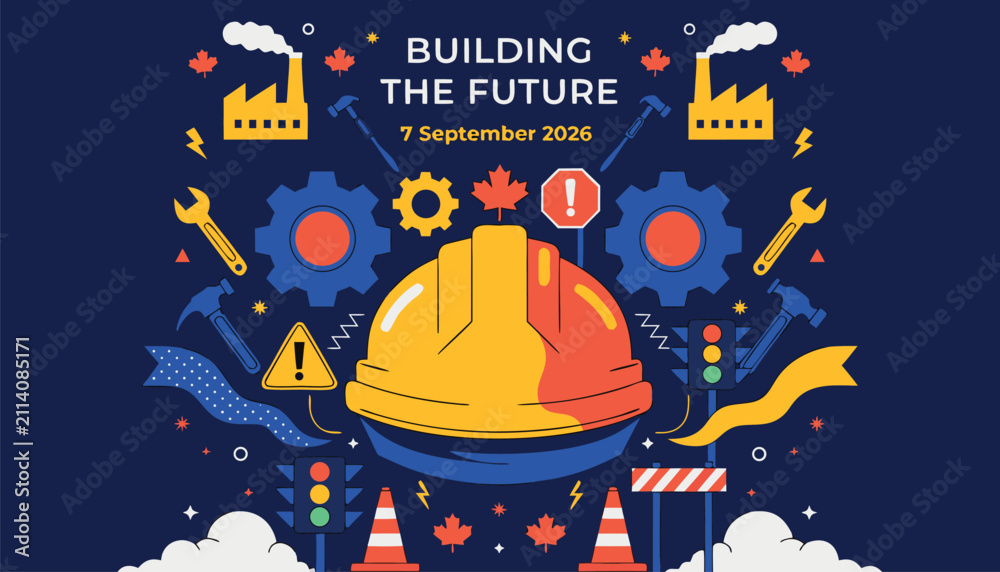 Naklejka premium Building the future construction industry concept poster