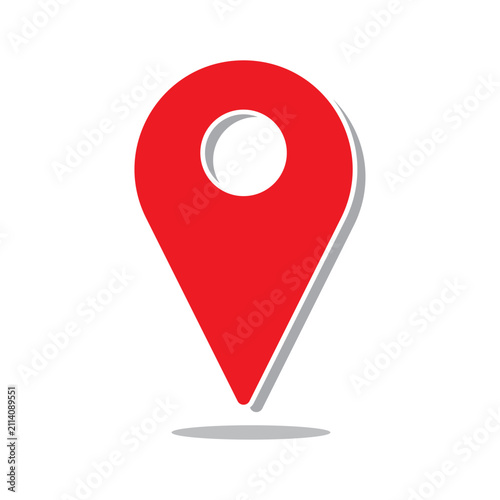 Location map icon vector, Red marker with a white dot on it