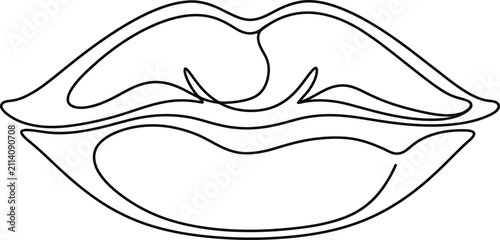 Minimalist continuous line art drawing of female lips.