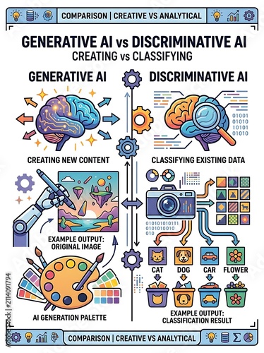 Comparison of generative and discriminative artificial intelligence