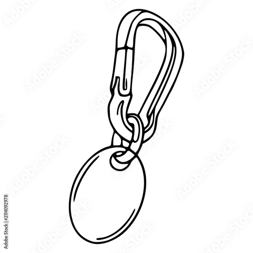 vintage carabiner clip keychain vector outline design