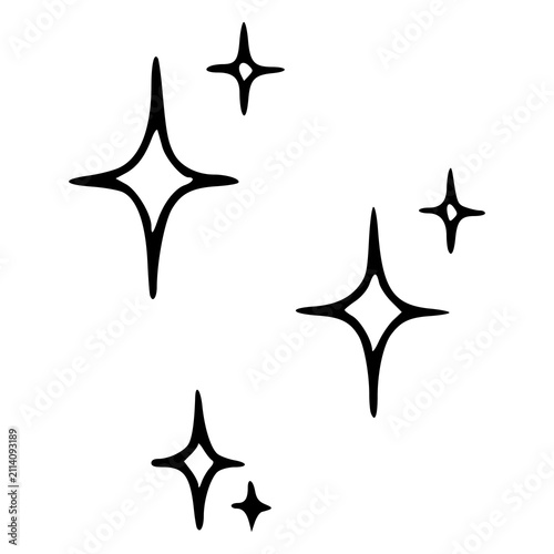 sparkle stars line art illustration isolated on white background