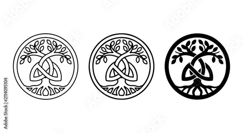 Foto Celtic Tree of Life Vector Icons, Norse Mythology Symbol, Eternal Life Emblem, A
