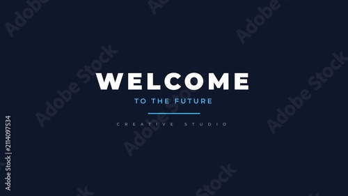 Welcome to the future, modern text animation, studio introduction, seamless loop, symbolizing innovation and creativity