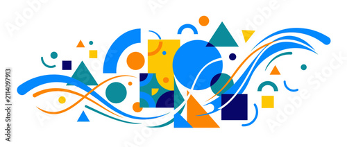 Abstract Geometric Shapes Flowing Composition